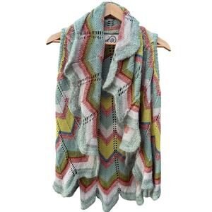 Rosie Neira Anthropologie Chevron Knit Open Front Cardigan Sweater XS/S Small